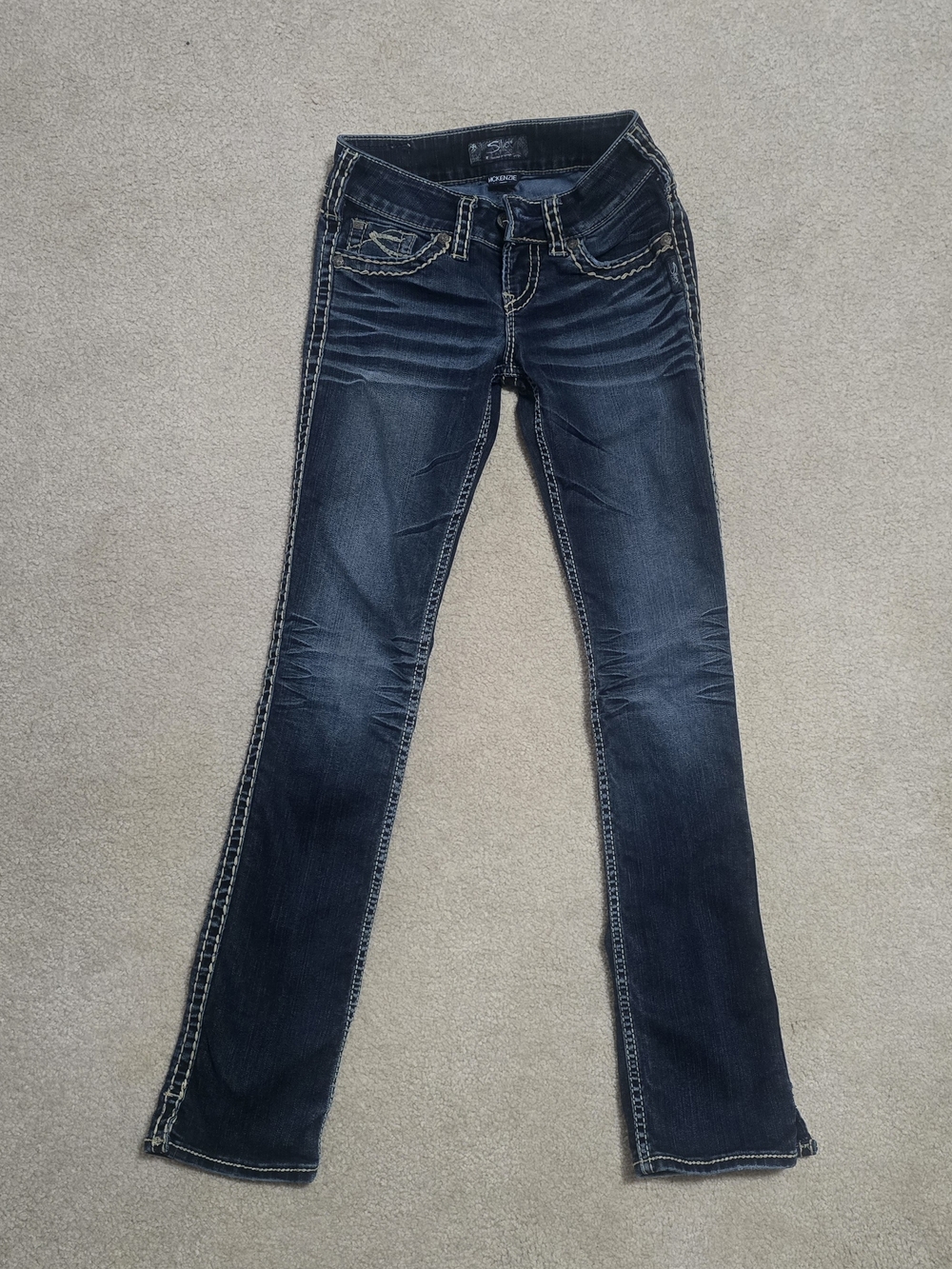 Silver Jeans Dark Blue Bootcut Jeans with Contrast Stitching